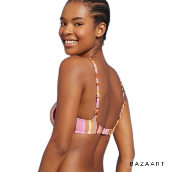 Xhilaration Striped Bralette Bikini Top & Xhilaration Yellow Bikini Bottom - Picture 3 of 7